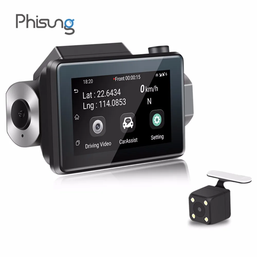 

Phisung K9 Car DVR Camera Android 5.0 3G WiFi Dual Lens 270 Degree Rotatable Camera Video Recorder 512MB+4GB Dash Cam