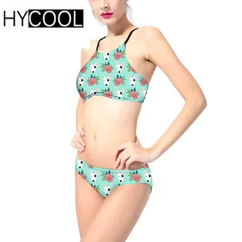 

HYCOOL Cute Sexy Bikinis Set Bulldog Terrier Printing Women Swimwear Fashion Bra Binikis Swimsuits Flower Animal Bathing Suits