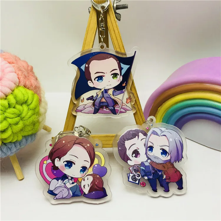 

Game Anime Detroit become Human Keychain Fashion Cartoon Figure Connor Acrylic Bag Decoration Car Key Chain Pendant Keyring