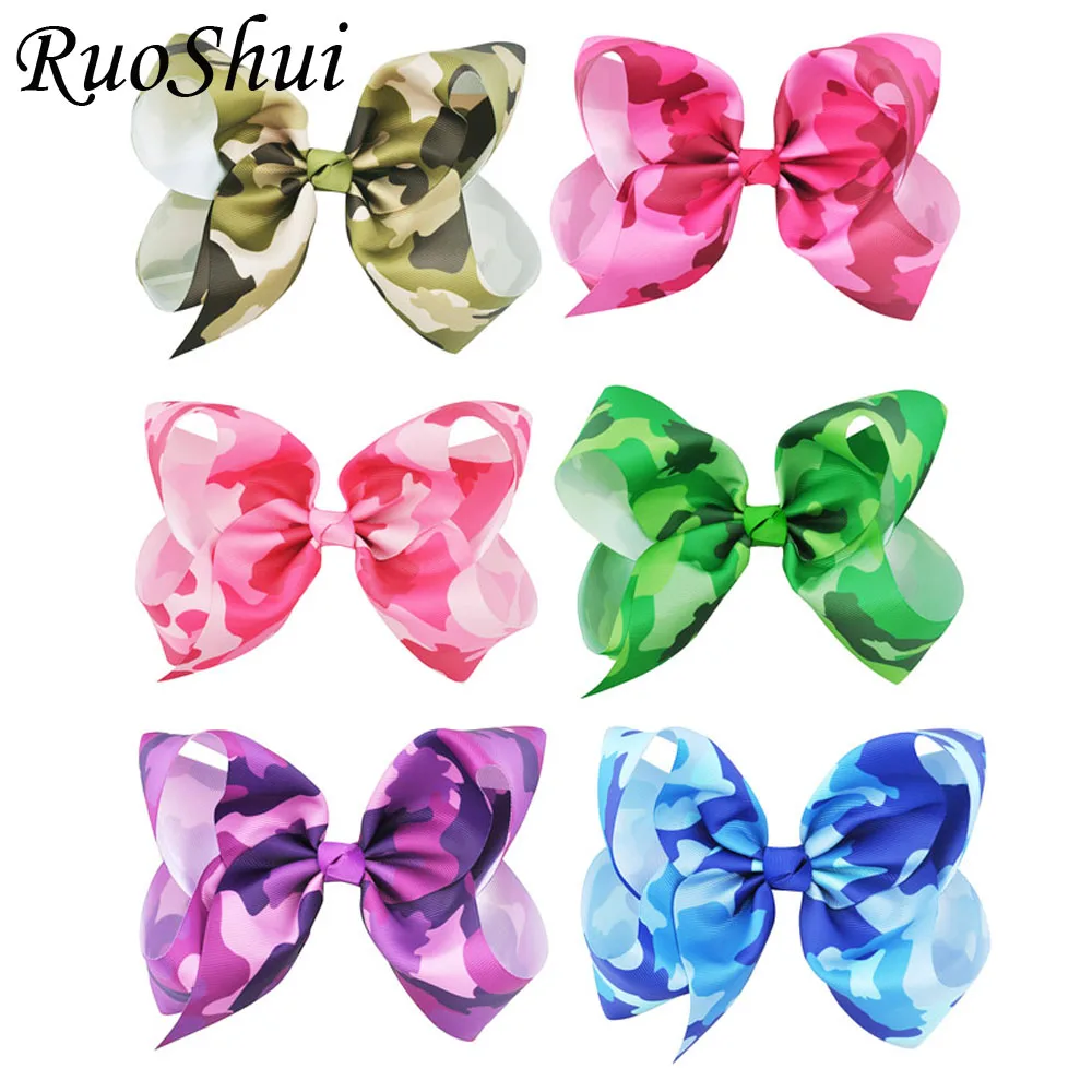 8 Inch Big Large Hair Bows Camouflage Print Hairbow Girls Alligator Clips Hair Accessories Women Girls Hair Accessories