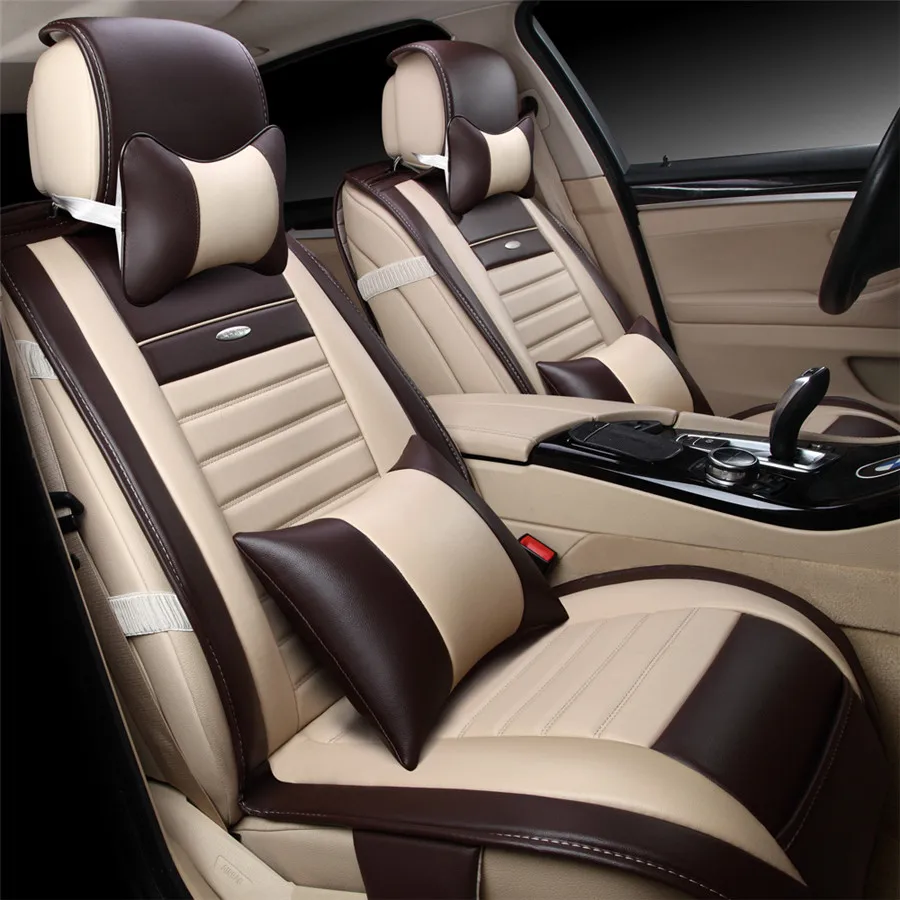 

9pcs/set Beige Color PU Leather Universal Auto Car Seat Covers Automobile Seat Cover Chair Cushion for Lada Kalina Toyota Suzu