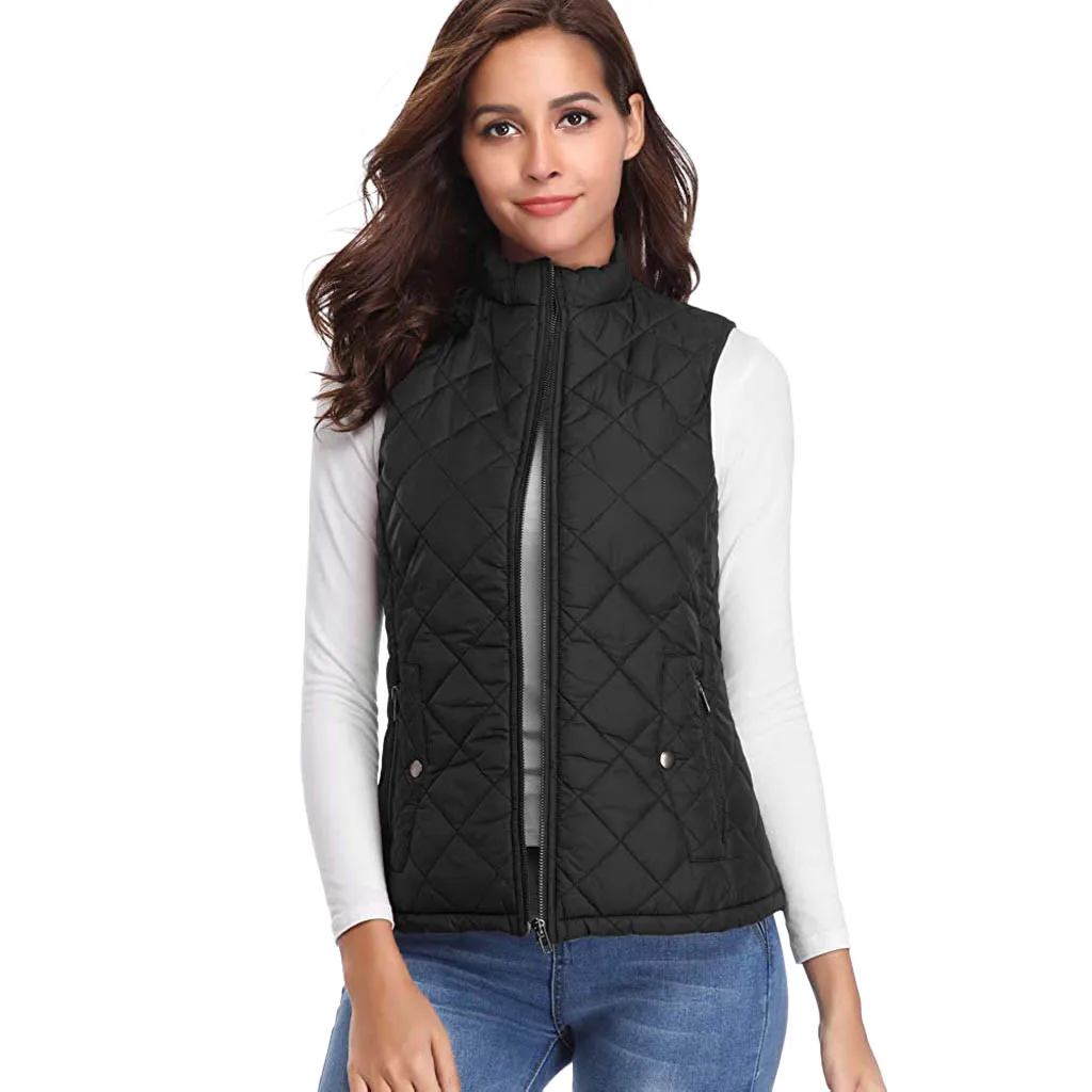 Black Waistcoat Fashion Women Solid Sleeveless Autumn Jacket vests Ladies Thick Winter Warm Vest Coat Jacket Female Chalecos