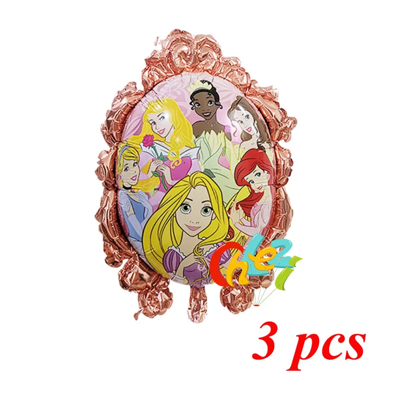 8 Pcs Princess Girl Birthday Balloons Snow White Aurora Ariel Belle party decorations baby shower helium balloon Kids toy Globos - Цвет: Princess-Rose Gold