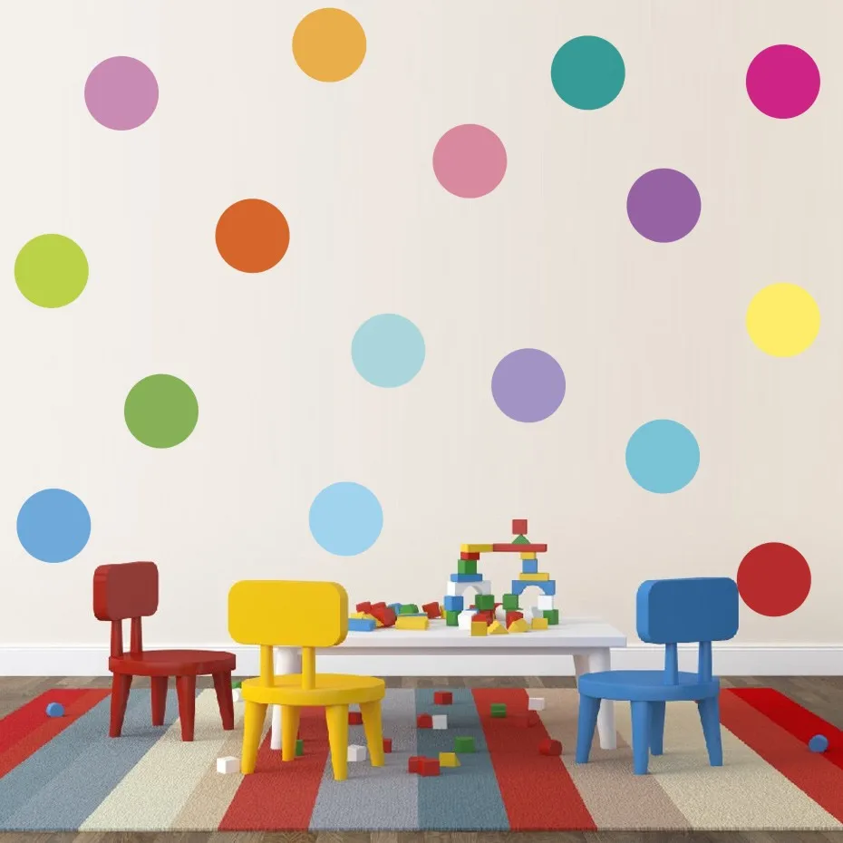 Colorful Polka Dots Wall Art Decals For Kids Nursery Bedroom Home Decor