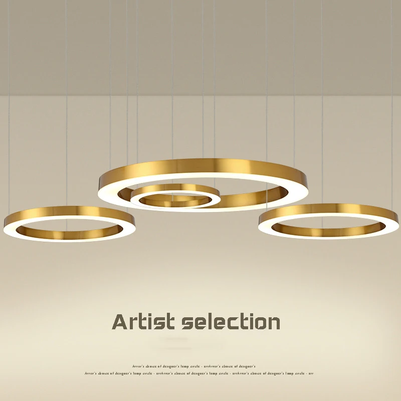 Современная роскошная круглая Золотая люстра с кольцом, люстра с подвеской для потолка, современный декор, лампа для гостиной, зала