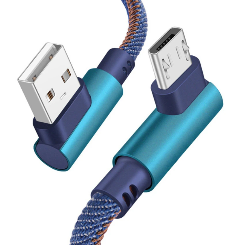 2A быстрое зарядное устройство Micro USB кабель 90 градусов USB C шнур локоть нейлоновый кабель для передачи данных с оплеткой для samsung/sony/Xiaomi Android телефон