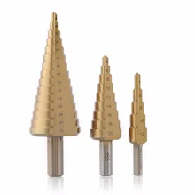 3 PCS HSS 4241 Steel Step Drills Bit Tool Set Cone Drill Titanium Bit Set Hole for Steel Wood Metal Drilling Cutting Tools