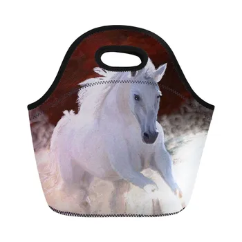 

ThiKin Crazy Horse Lunch Bag Men's 3D Galaxy Print Travel Polyster Bags Large Men Tote Insulation Pack Lunch Box Warm Meal Bags