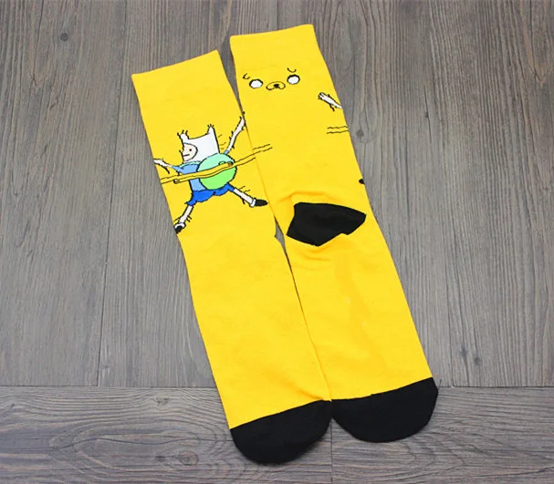 Cute anime cartoon adventure socks yellow street role playing cotton comics female men socks party novelty interesting spring - Color: 1