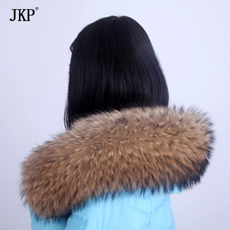 Big Size 100% Natural Fur Collar Women Real Raccoon Fur Scarves Winter Coat Female Neck Cap Long Warm Genuine Fur Scarf