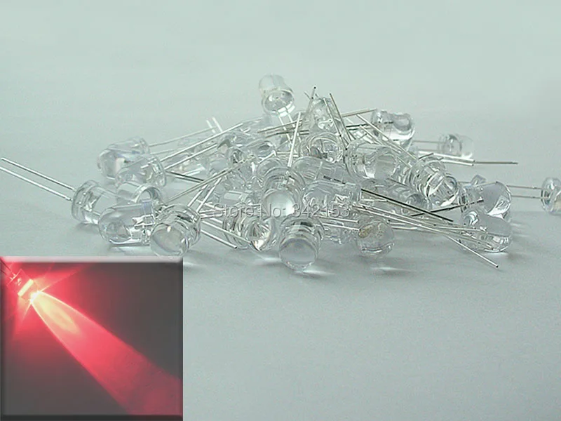 

8mm Round Top Red Led Lighting Emitting Diode Light 1.8-2.4V 4000-5000cmd