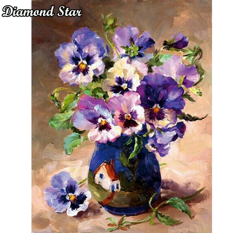 5D DIY Diamond Painting Cross Stitch Blue flower Embroidery full Square Drill Mosaic Home Decor Baby Gift | Дом и сад