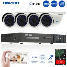 OWSOO Full 1080N/720 P HDMI Onvif AHD 4CH DVR комплект 1 ТБ HDD 1500TVL наружная камера безопасности Система 4*720 P IR Водонепроницаемая камера видеонаблюдения