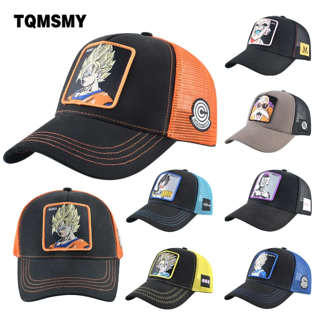 

TQMSMY Cartoon Anime Dragon Ball Baseball Caps Men Women Snapback Hip Hop Cap Summer Breathable Mesh Trucker Hat Dad Hats A70