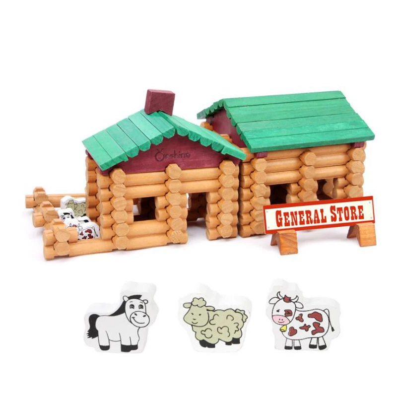 170pcs Farm And Pet Shop Log Cabin Set Log Creative Models Variety
