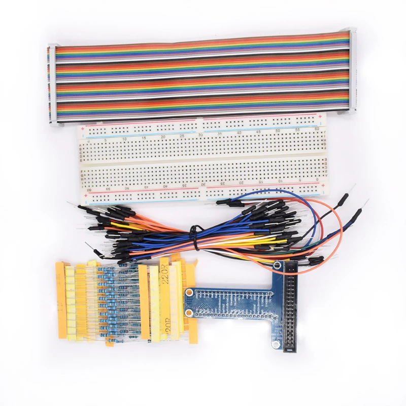 T Type GPIO Extension Board DIY Breadboard /Jumper Wire/Resistors/40 Pin Flat Ribbon Cable for