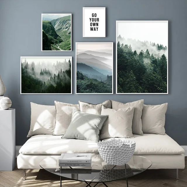 Mountain Foggy Forest Picture Nature Scenery Scandinavian Poster Nordic Decoration Landscape Print Wall Art Canvas Painting Mountain Foggy Forest Picture Nature Scenery Scandinavian Poster Nordic Decoration Landscape Print Wall Art Canvas Painting