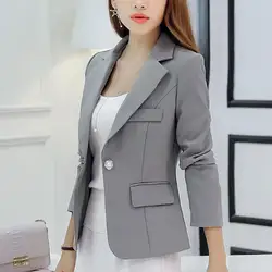 OL однотонный Блейзер Для женщин Повседневное Мода One Button blazer Feminino осеннее-весеннее пальто Для женщин пиджаки и куртки Chaqueta Mujer Z5283