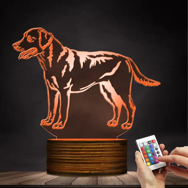 1Piece 3D Labrador Retriever Dog LED Night Light Custom Name Pet Desk