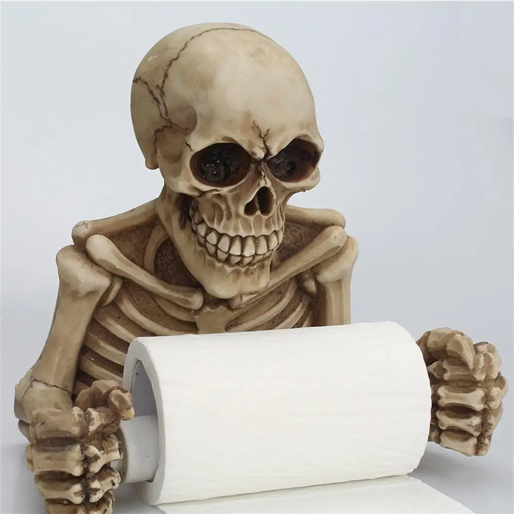 Scary skeleton toilet paper holder wall mount for big roll