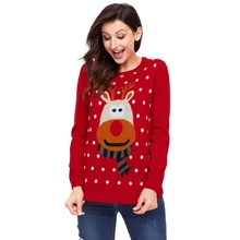 Рождественский свитер Для женщин рождественские подарки с длинным рукавом с рисунком оленя Рождественский свитер Пуловеры Йога Рубашка