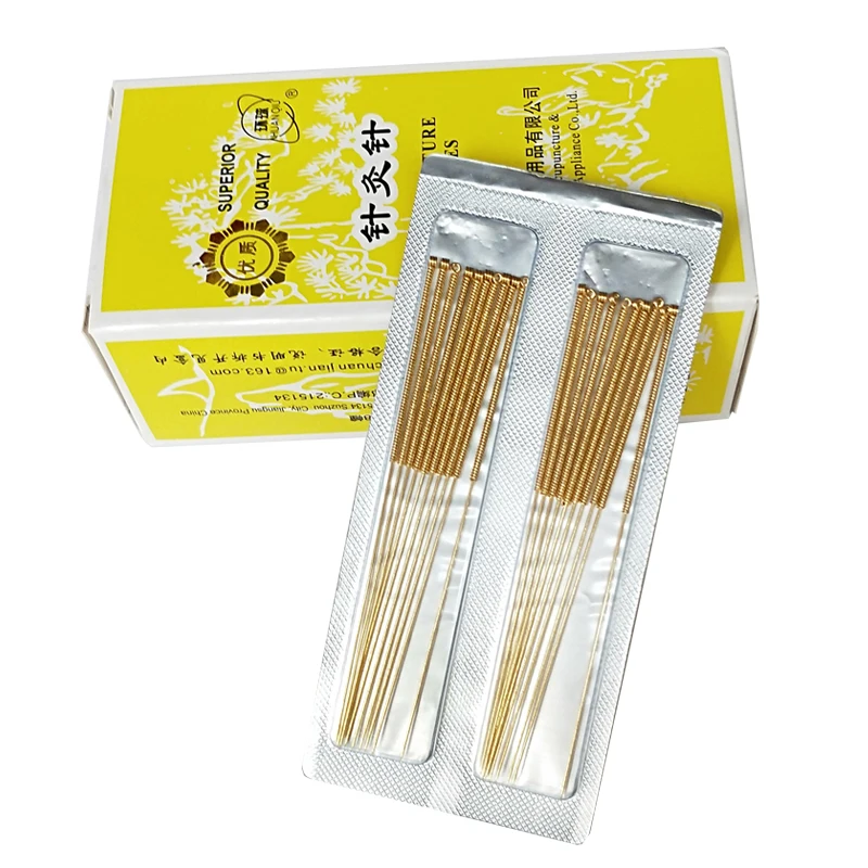100pcs/box HUANQIU golden Acupuncture Needles sterilization individual