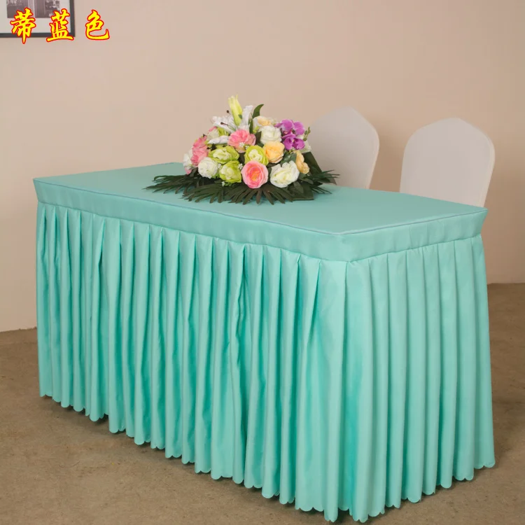 Полиэфирная Ткань Свадебный стол юбка Таблица Плинтус отель свадебные юбка для сцены для катерть для стола крышка украшения - Цвет: tiffany