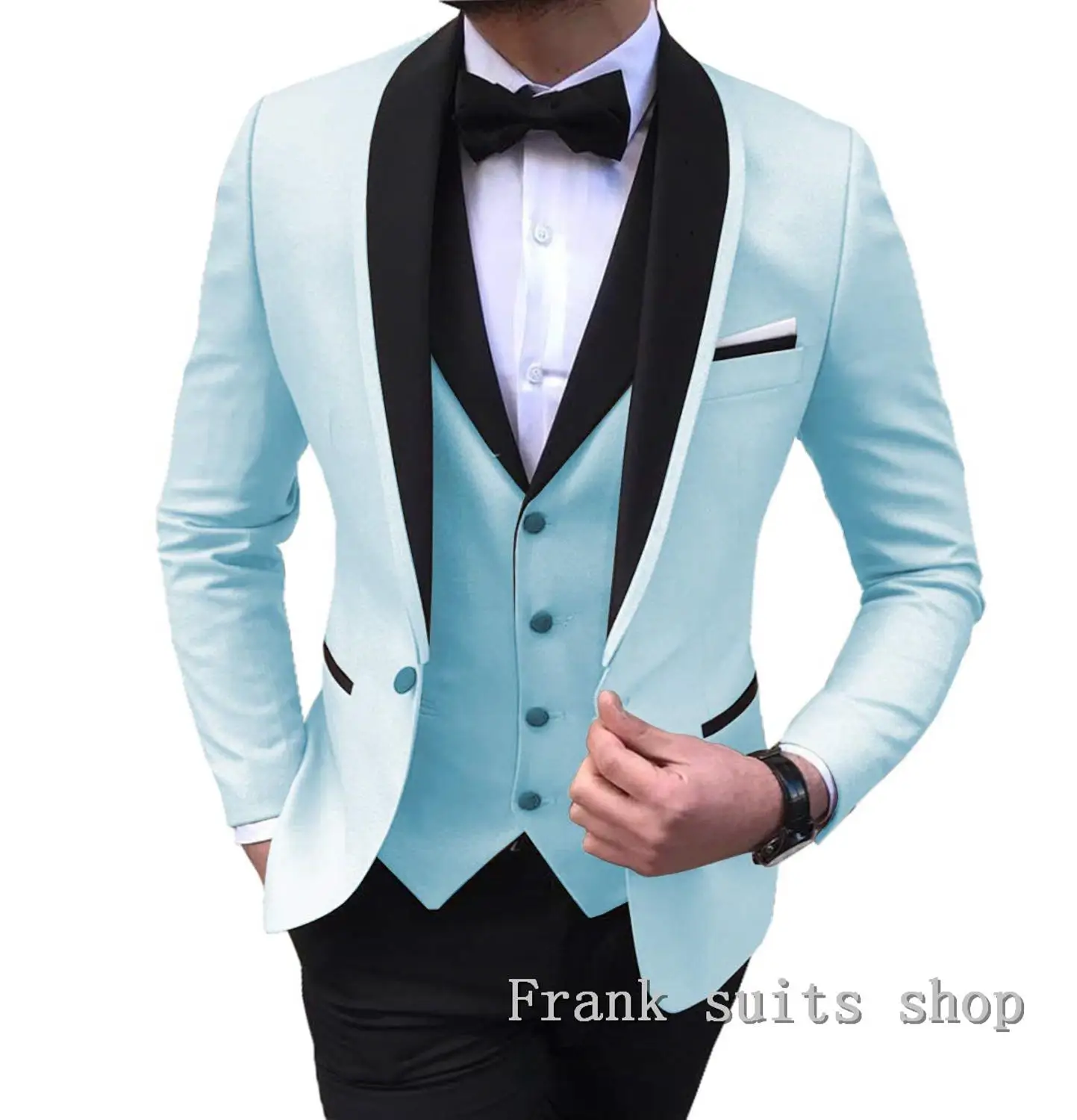 Trajes De Hombre Verde Menta Slim Fit 3 Piezas Playa Padrinos Boda Esmoquin Para Hombres Chal Negro Solapa Formal Traje Para Fiesta De Graduacion Trajes Aliexpress
