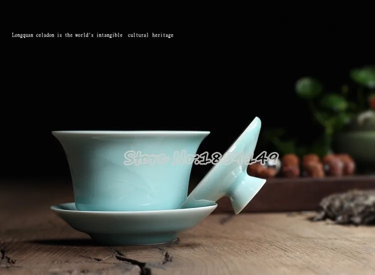Китайский Longquan Celadon Китайская гайвань чайная чашка и чайное блюдце чаша для чая 160 мл от известного художника фарфоровый чайник кофейная чашка высокое качество
