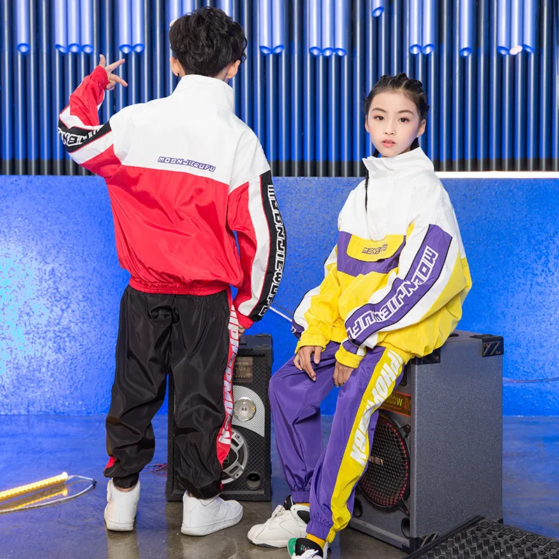 Simple Fashion Trend Hip Hop Costume for Boys Girls Stage Competition Ballroom Show Kids Street Dance Hiphop Jazz Suit Clothes