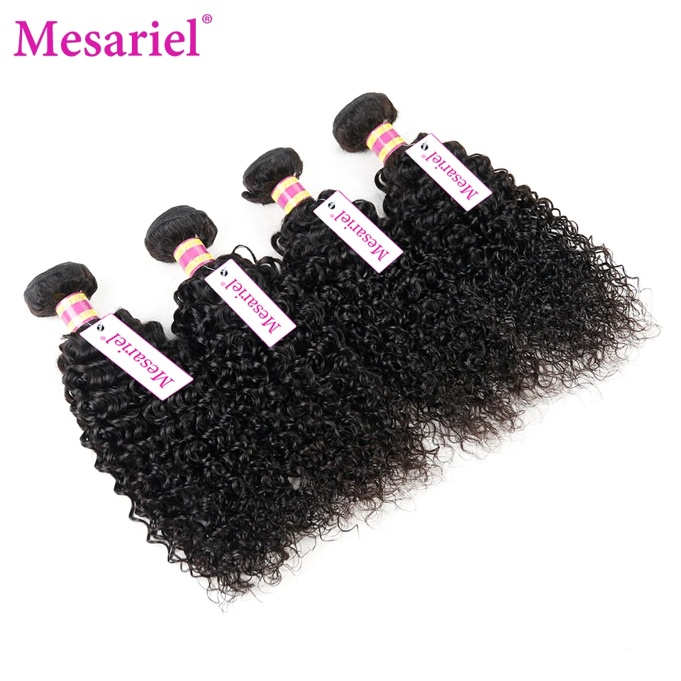Mesariel Kinky Curly Hair 4 Bundle Deals Peruvian Bundles Remy Extension | Шиньоны и парики