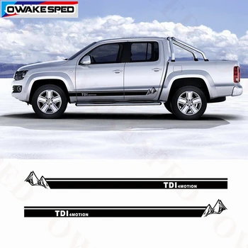 

4Motion Stripes Mountain Car Stickers Pick Up Truck Decor Sticker Side Skirt Vinyl Decal For Volkswagen AMAROK Auto Accessories