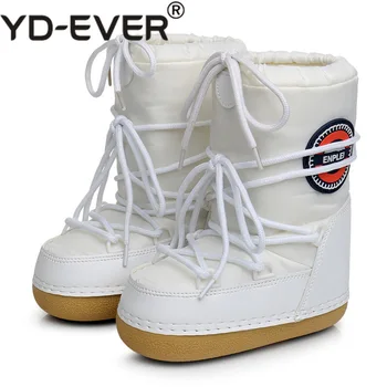 

YD-EVER Women Space Boots Mid-calf Shoes inside Warm Flats Winter Work Safety Women Snow Boots Plus Size