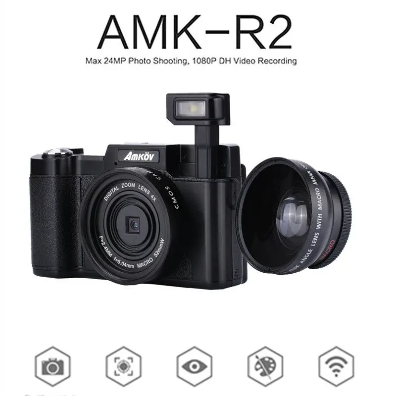 AMKOV AMK-R2 24MP 1080P HD DSLR Digital Camera video recording DVR with 3