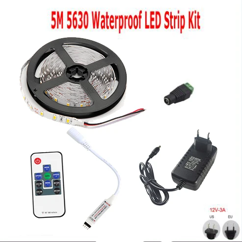 5m with adapter 10 м 5 м светодио дный 5630 smd Светодиодная светодио дный лента водостойкая Светодиодная лента холодный белый 12 В в теплый белый гибкий ленточный свет мини Диммер 3A источник питания - Испускаемый цвет: 5m with adapter