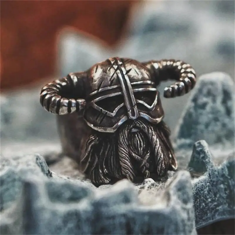 

Unique Vikings Horns Helmet Warrior Ring Mens Vintage Heavy 316L Stainless Steel Rings for Men Biker Jewelry