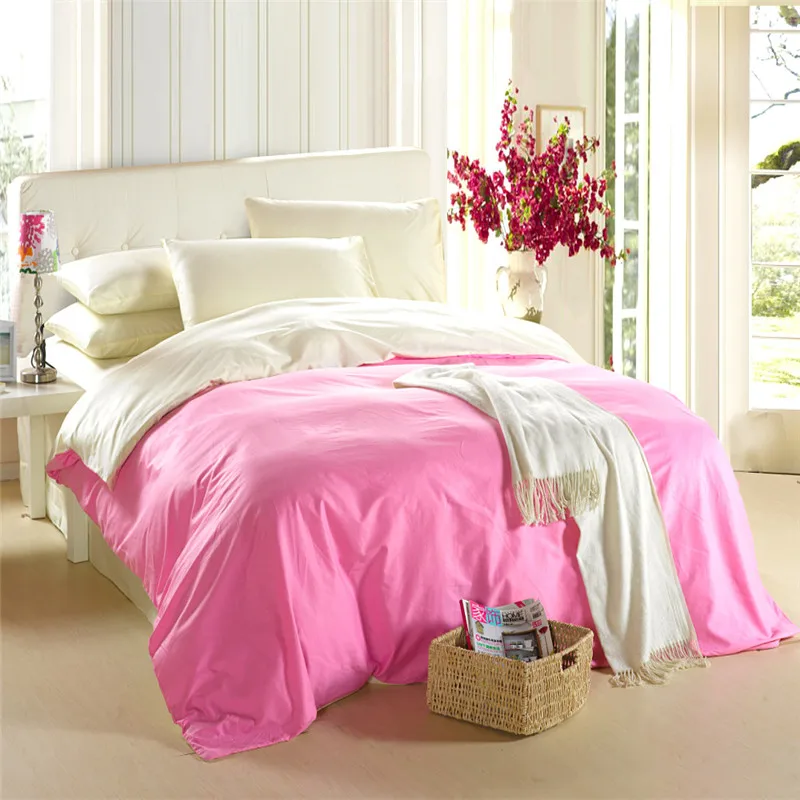 King size Pink bedding set queen quilt doona duvet cover beige bed in a