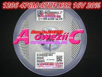 

Aoweziic (100PCS) / (2000 PCS/set) new original CC1206MKX5R7BB476 Patch capacitance 1206 476M 47UF X5R 16V 20%