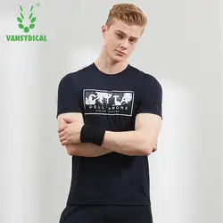 SPT Vansydical бег футболки Для Мужчин's быстросохнущая спортивные топы хлопковые дышащие Фитнес короткий рукав Открытый Бег Спортивная
