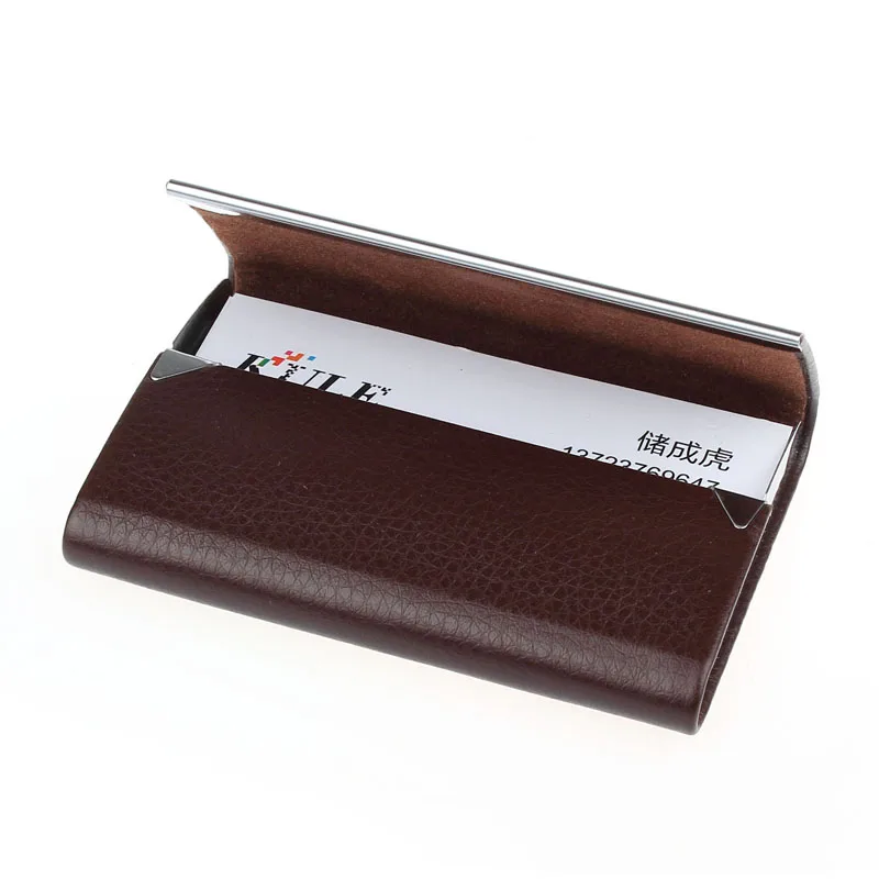 Ausuky цвет кожаный Бизнес Кредитная карта Имя ID держатель для карт Чехол кошелек коробка porte carte-15