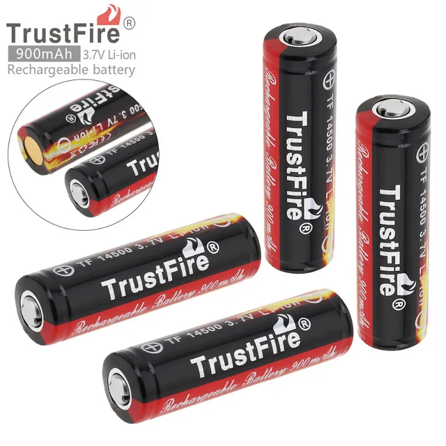 4 шт./лот TrustFire 14500 Батарея 3,7 V ICR14500 900 мА/ч, литий-ионный аккумулятор Перезаряжаемые Батарея с защитой доска для светодиодный фонарик