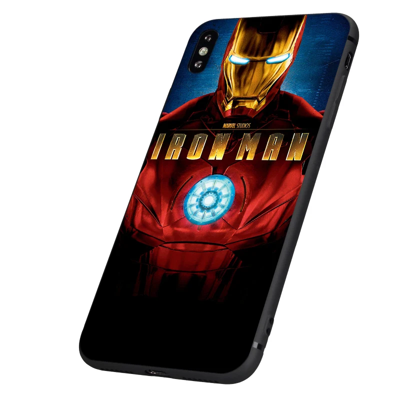 Черный чехол ТПУ для iphone 5 5s se 6 6s 7 8 plus x 10 чехол для iphone XR XS 11 pro MAX чехол MARVEL Железный человек Капитан герой