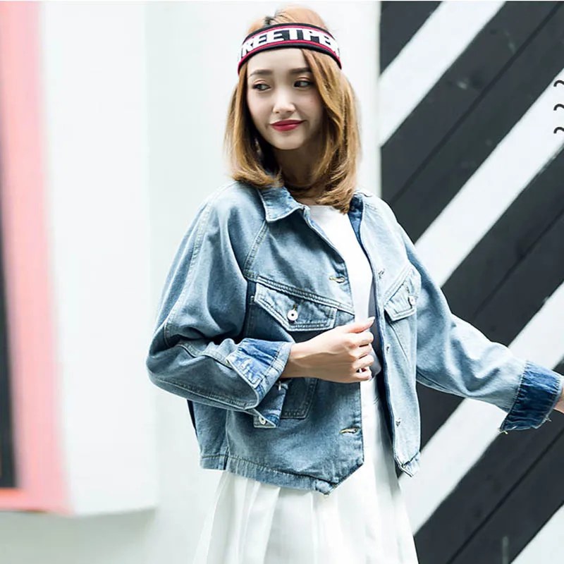 

Short Jackets For Women 2019 Spring Denim Jakcets Vintage Single Breasted Loose Jackets Female #816