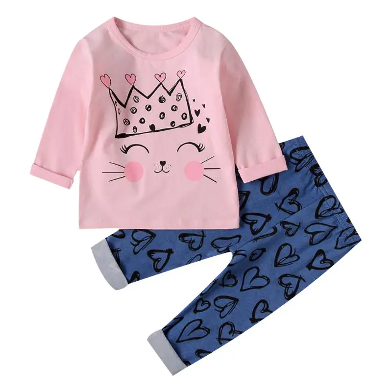 

SAILEROAD High Quality Children's Long Sleeve Pajamas Set Kids Cartoon Shy Cat Pajamas Kids Pyjamas Child Cotton Pijamas Clothes