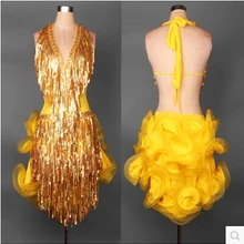 Детский костюм для латинских танцев, сексуальный костюм для взрослых с глубоким v-образным поясом, блестки латунь, танцевальное платье для детей, конкурс латиноамериканских танцев, платья