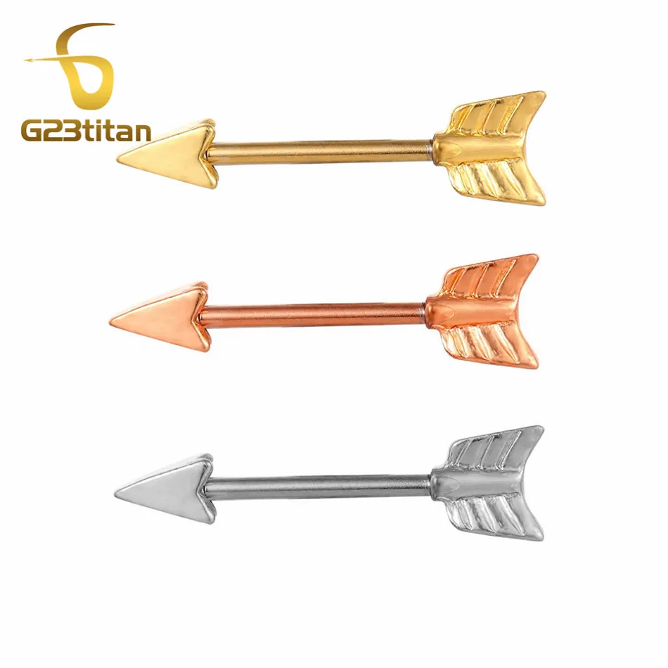 

G23titan 2pcs Arrow Nipple Rings 316L Stainlesss Steel Earbone Piercing Surgical Steel Nipple Piersing Body Jewelry