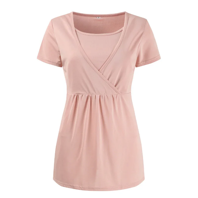 Loozykit Pregnancy Nursing Tops Short Sleeve Maternity Breastfeeding Tees Feeding T-shirts Clothes For Women Maternity Clothing