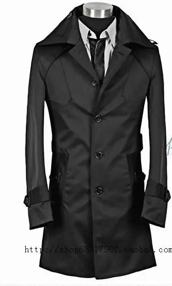 Длинные мужские пальто manteau homme - Цвет: black