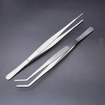 

7 Sizes Barbecue Food Tong Stainless Steel Straight Curved Tweezer Toothed Tweezer Home Medical Garden Kitchen BBQ Tool 2Pcs/set