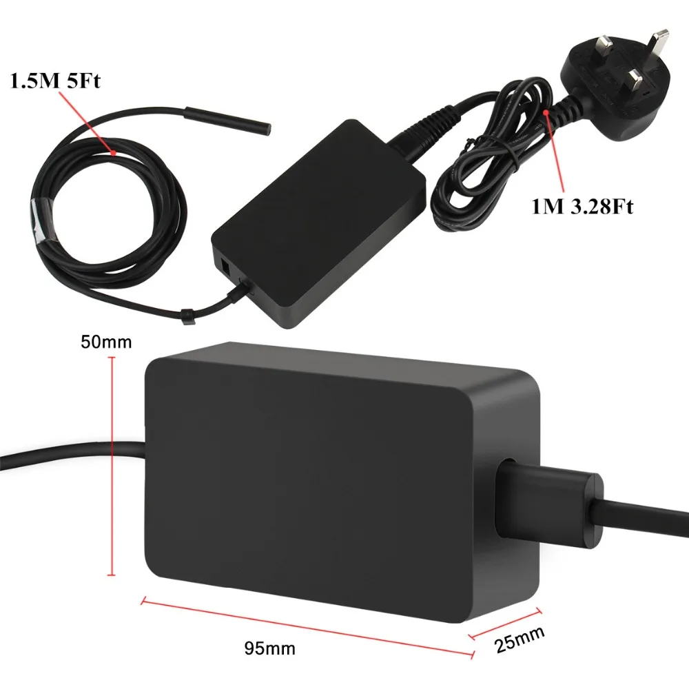 SuperNight 15V 2.58A 44W Power Supply Adapter for Microsoft Surface Laptop Pro 3 4 5 Book AC DC Switching Charger with USB Port (8)